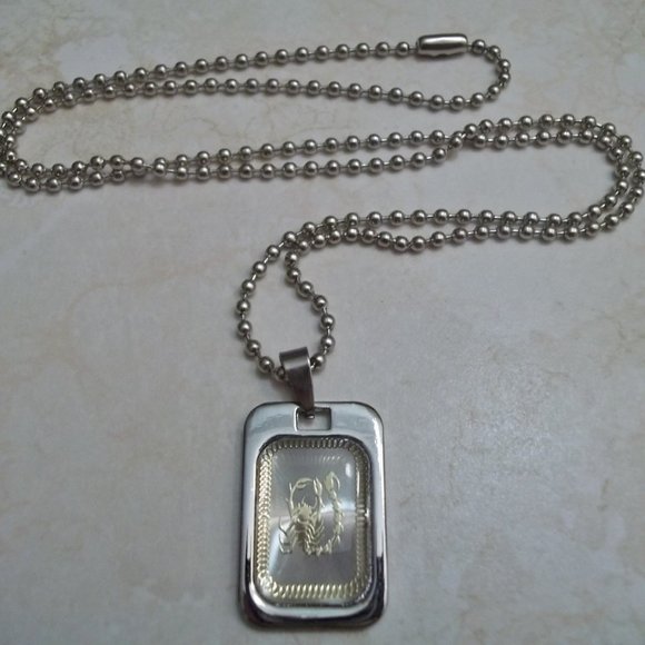 New Stainless Steel Scorpio Dog Tag Necklace - Picture 2 of 3